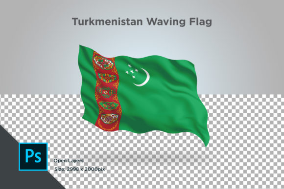 Turkmenistan Waving Flag in Modern Graphic Design